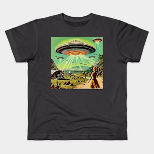 Vintage Comics UFO Encounters UFO Witness Cartoon Vintage Kids T-Shirt